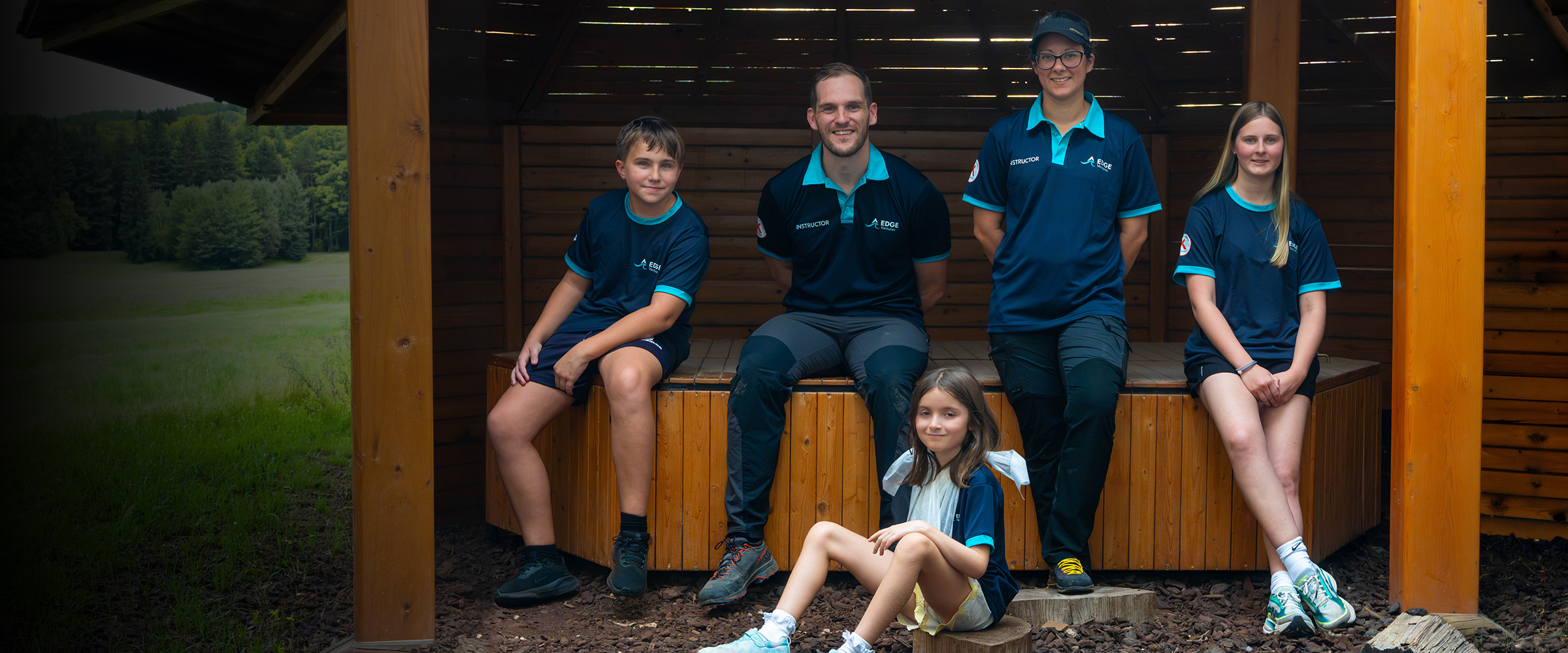 Children learning survival skills with an EDGE instructor